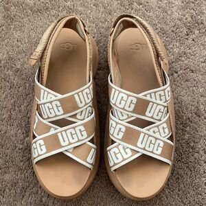 L@@K UGG Ugg LA Cloud Women's Elastic Platform Slide Sandals- TAN SZ 9